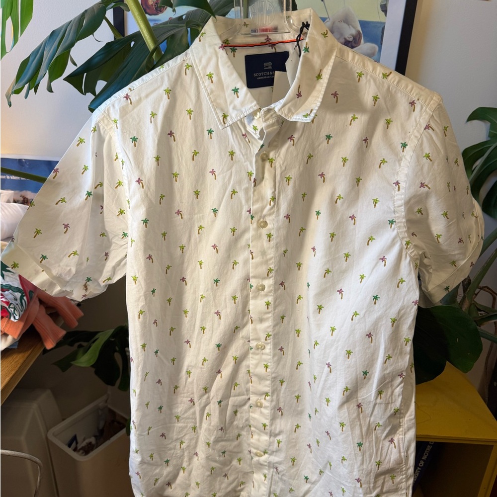 Scotch & Soda Short-Sleeve Button-Down - Palm Tree Print, NWT